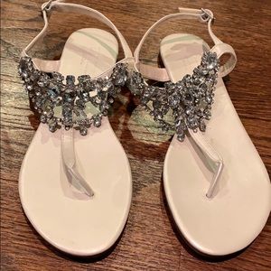 Davids Bridal wedding sandals w/ silver gemstones